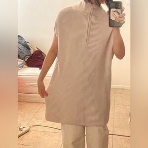 H&M Cream Sleeveless Knit Sweater Dress Top